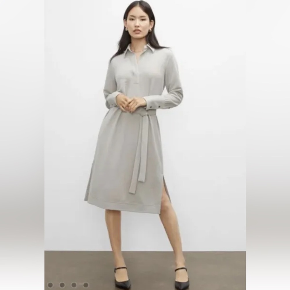 Club Monaco sage green midi dress tie belt side slits size small p